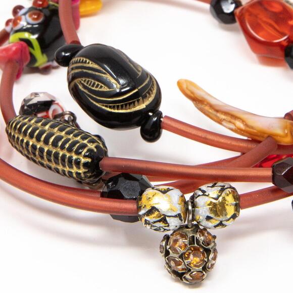 ART GLASS Beaded Colorful Handmade Lampwork Artisan Wrap Bracelet Beads Charms - Picture 4 of 9